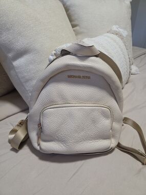 Michael Kors Cream Pebbled Leather Mini Backpack with Gold Hardware